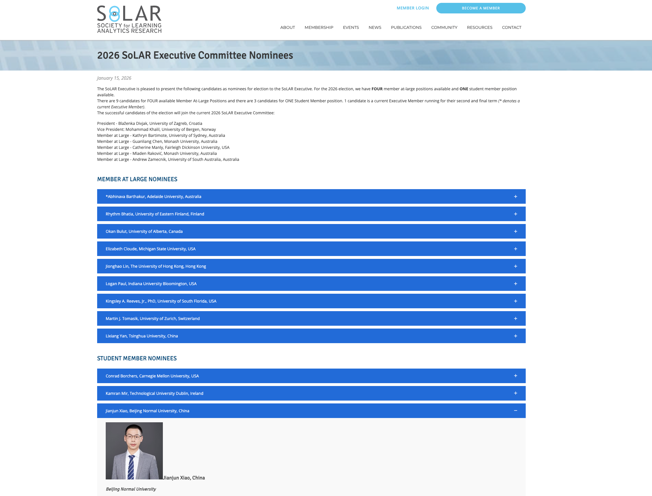 SoLAR Executive Committee Nominees